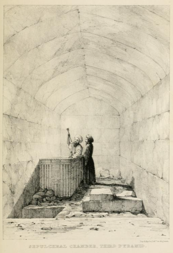 Sarcophagus of Menkaure, Vyse 1840, Vol. II, plate facing p. 84.